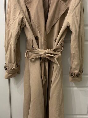 Neutral Beige Belted Trench Coat - Women